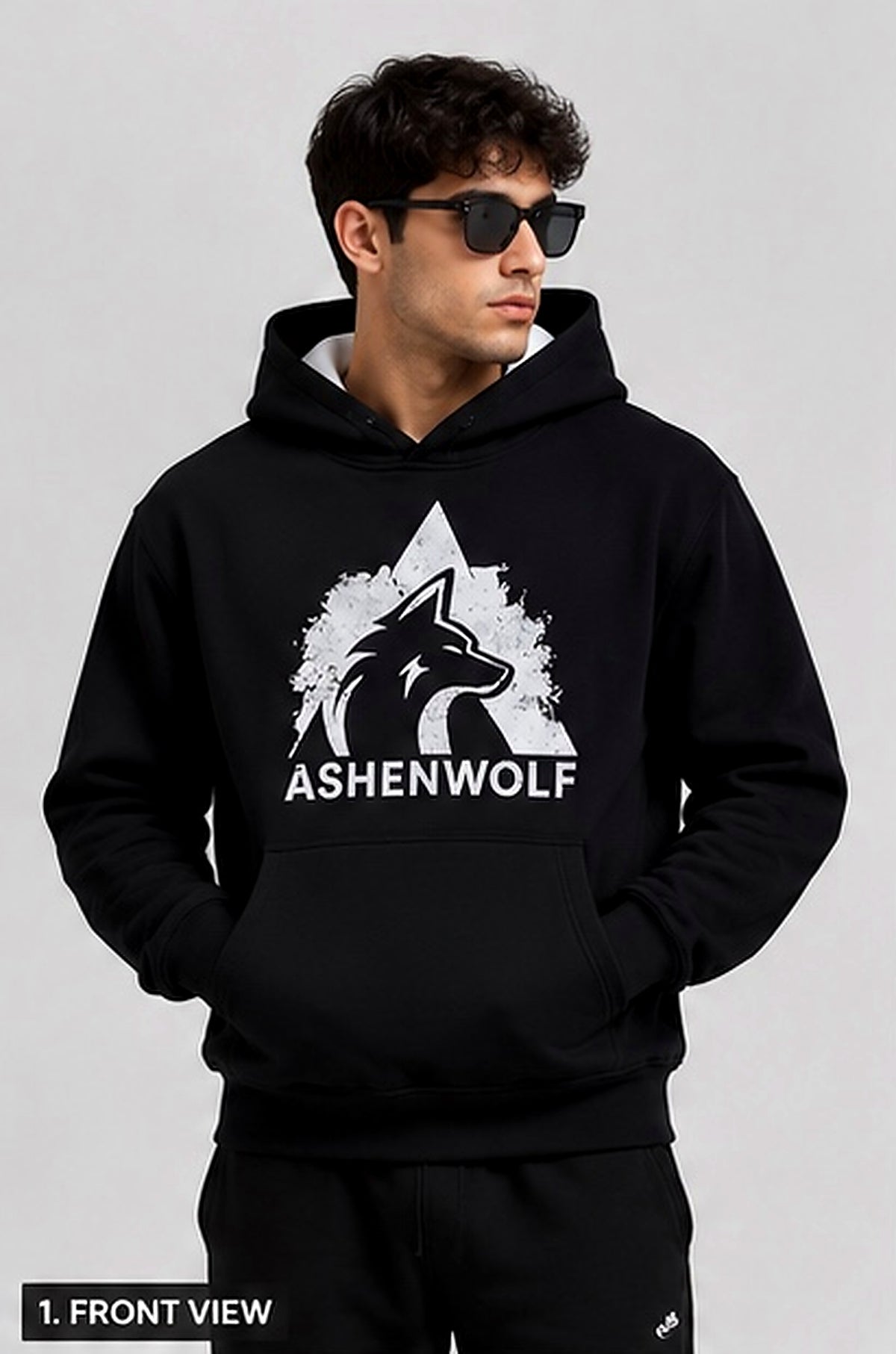 AshenWolf Oversized Black DTF Printed Logo Hoodie (320 GSM Cotton Fleece) | Made in Bangladesh