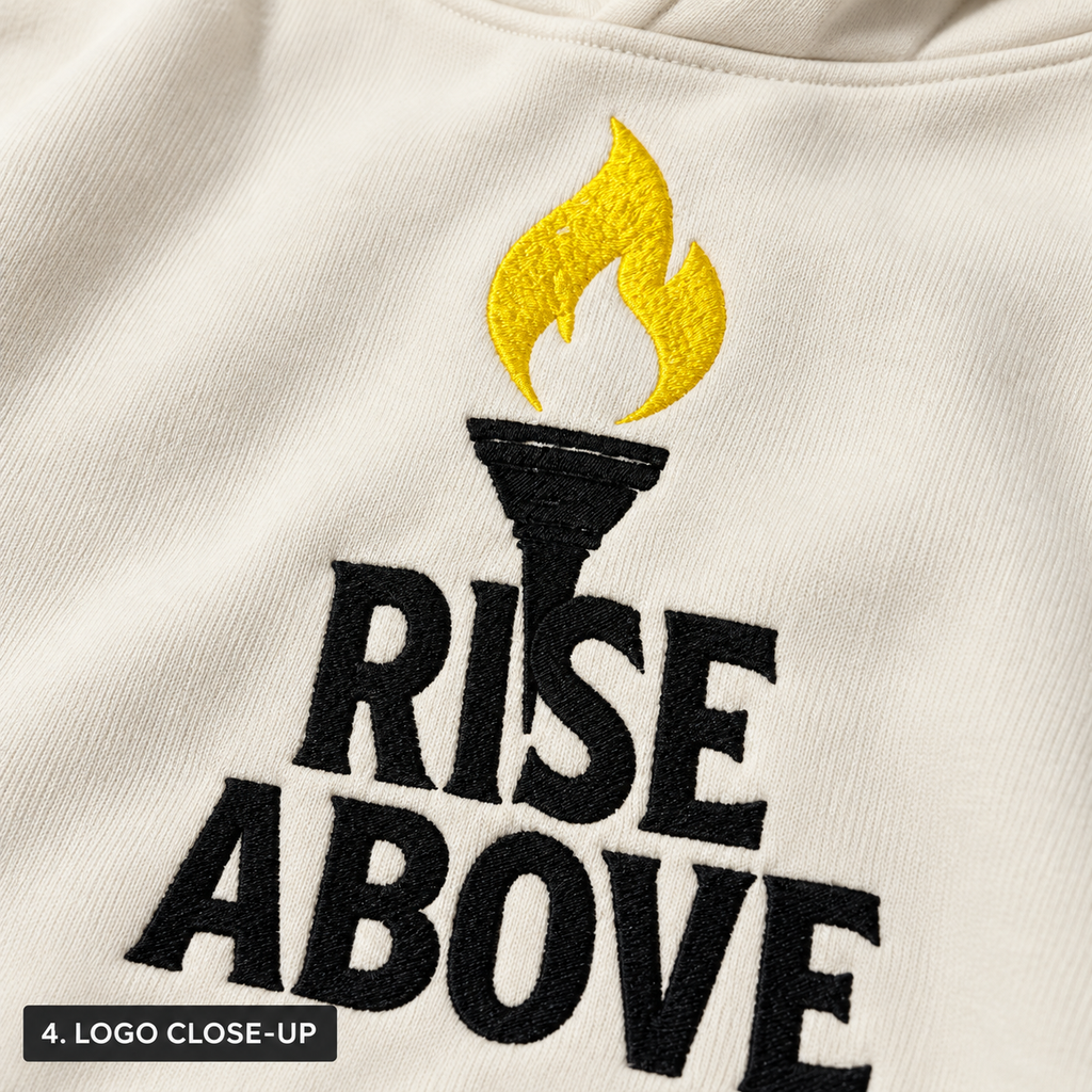 AshenWolf Oversized “Rise Above” Cream Cotton Fleece Hoodie (320 GSM) | Made in Bangladesh
