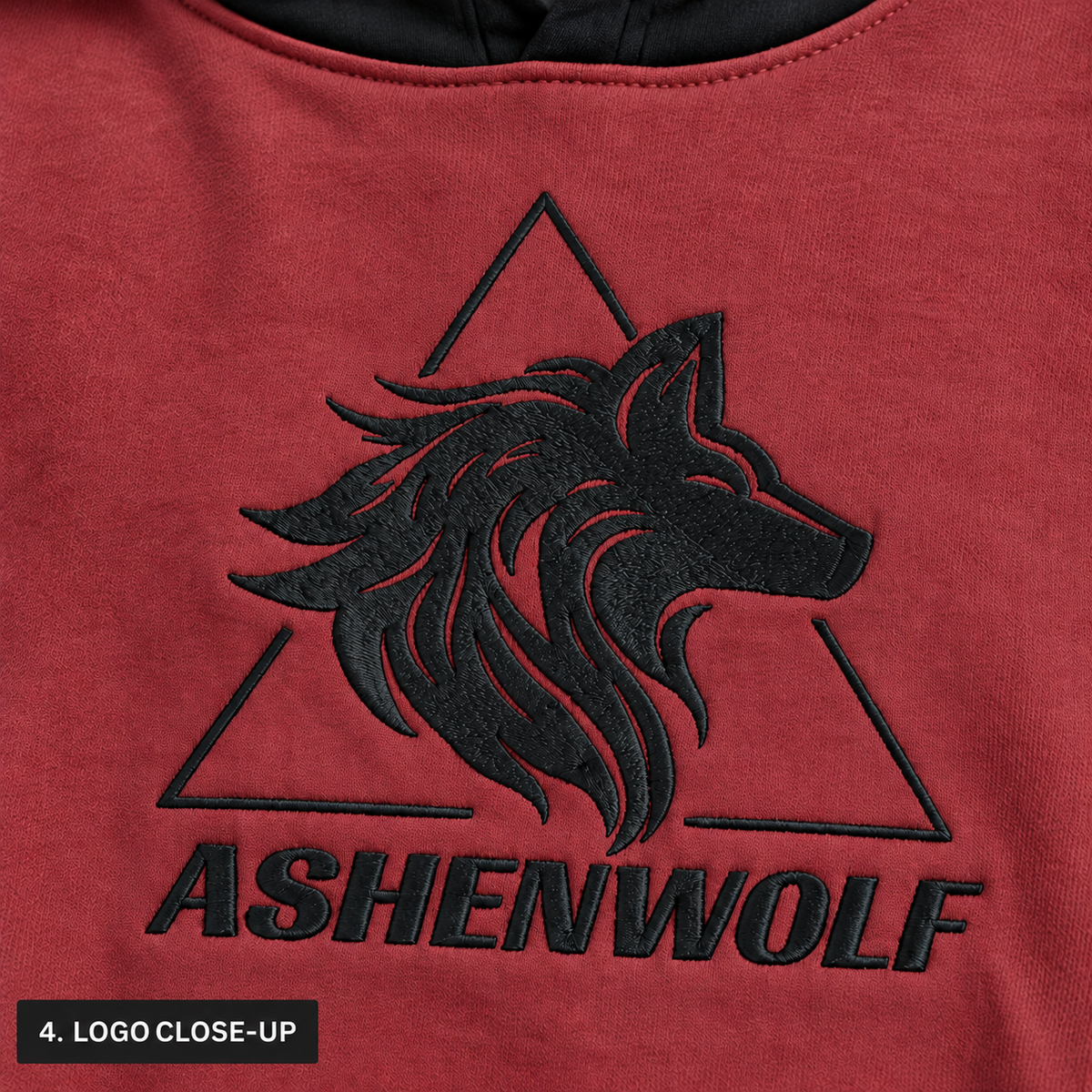 AshenWolf Signature Embroidered Oversized Hoodie – Burgundy & Black