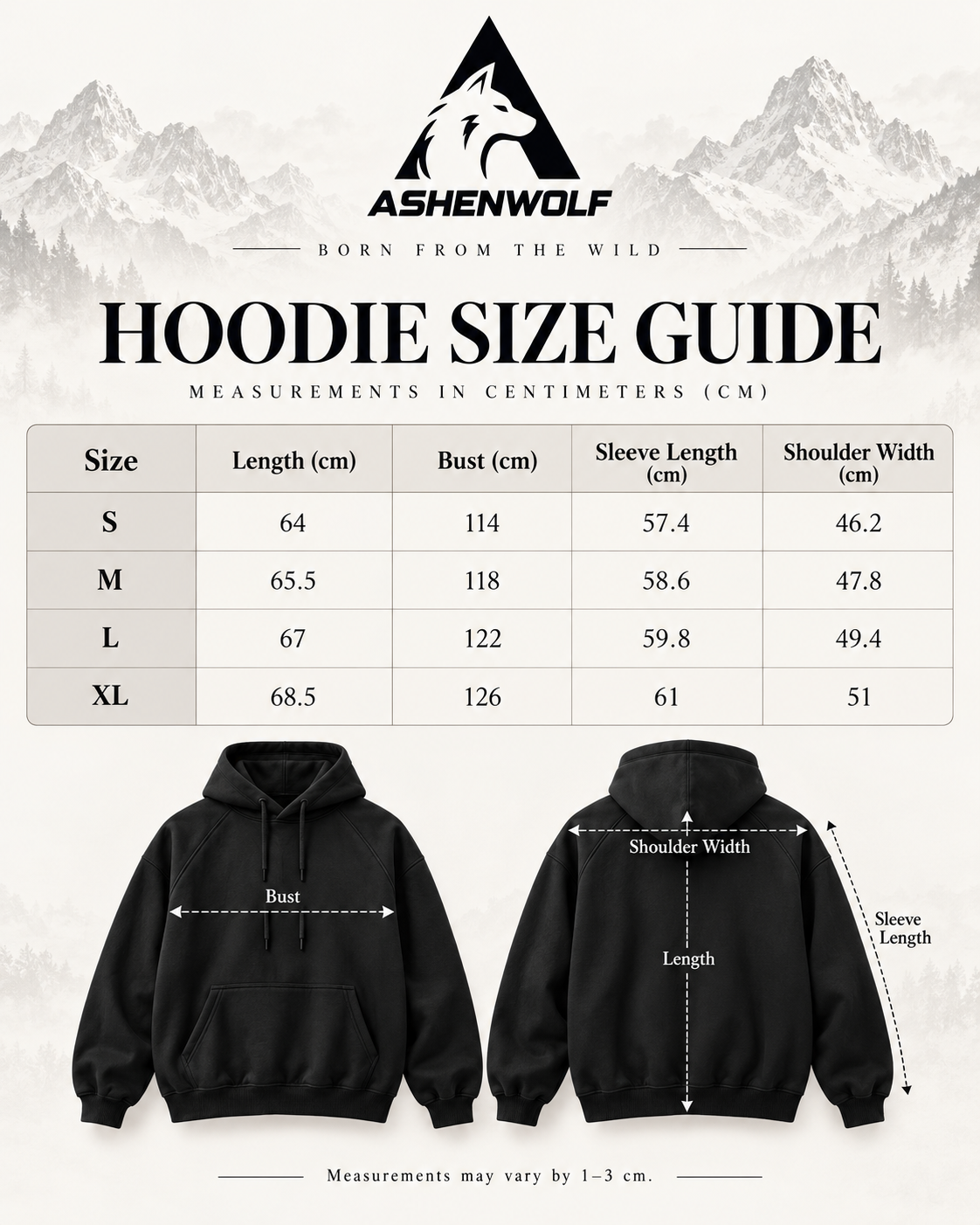 AshenWolf Oversized “Rise Above” Cream Cotton Fleece Hoodie (320 GSM) | Made in Bangladesh