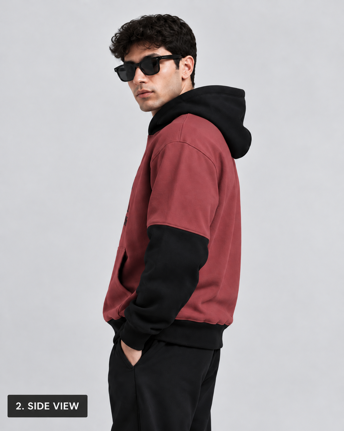 AshenWolf Signature Embroidered Oversized Hoodie – Burgundy & Black