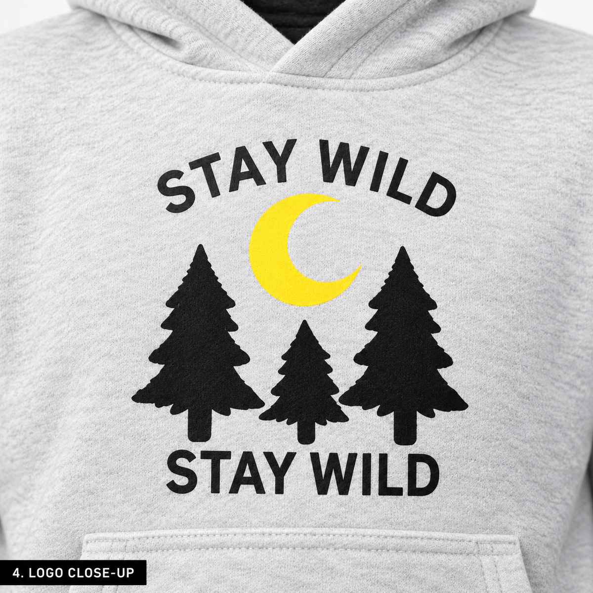 AshenWolf Oversized “Stay Wild” Embroidered Light Grey Cotton Fleece Hoodie (320 GSM) | Made in Bangladesh
