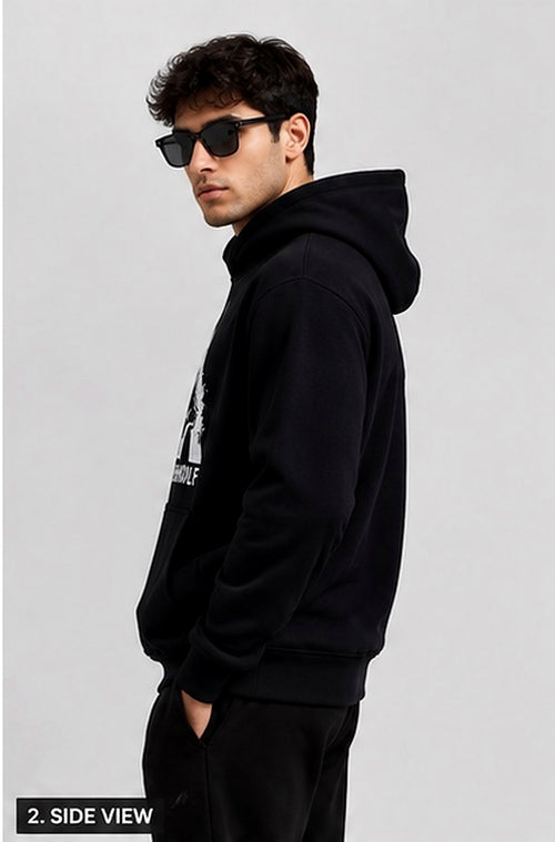 AshenWolf Oversized Black DTF Printed Logo Hoodie (320 GSM Cotton Fleece) | Made in Bangladesh
