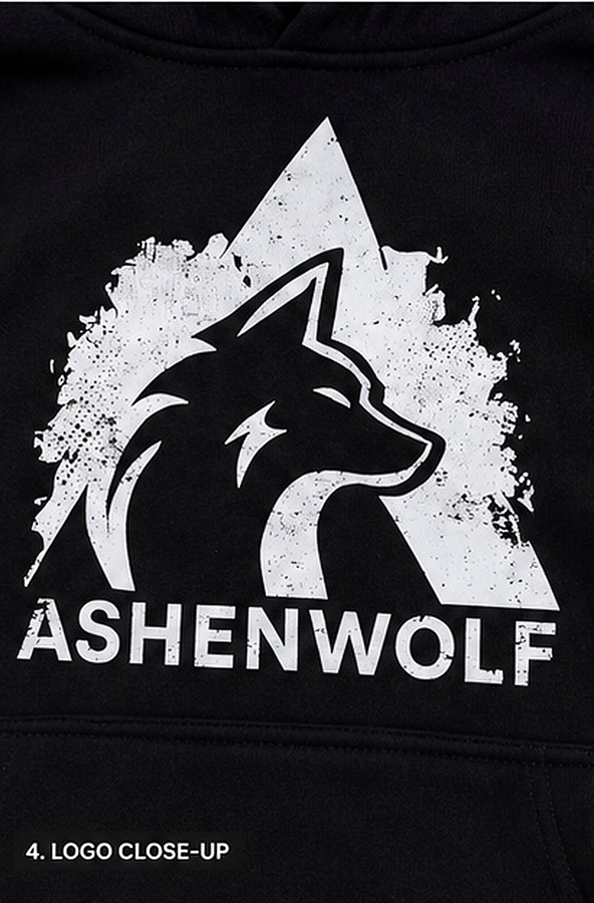 AshenWolf Oversized Black DTF Printed Logo Hoodie (320 GSM Cotton Fleece) | Made in Bangladesh