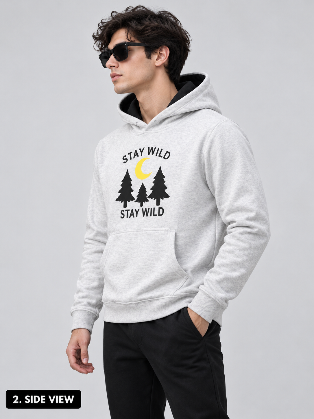 AshenWolf Oversized “Stay Wild” Embroidered Light Grey Cotton Fleece Hoodie (320 GSM) | Made in Bangladesh