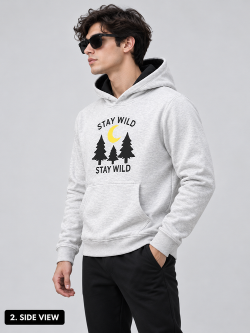 AshenWolf Oversized “Stay Wild” Embroidered Light Grey Cotton Fleece Hoodie (320 GSM) | Made in Bangladesh