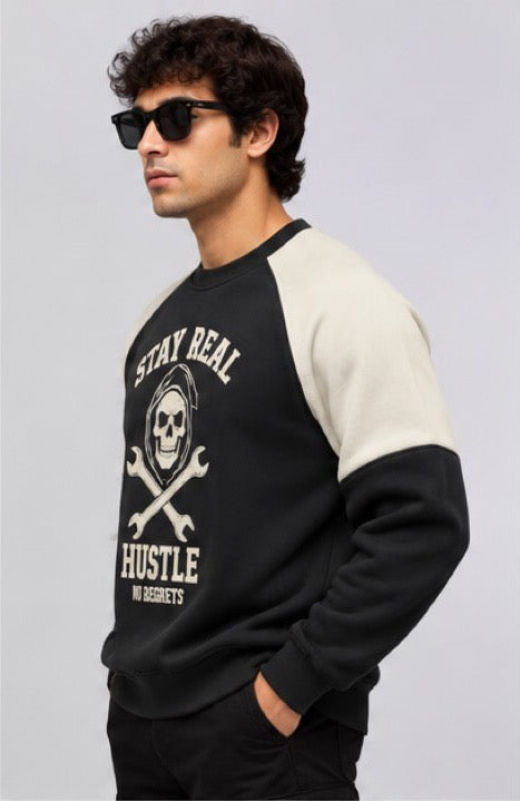 Ashenwolf Stay Real Hustle Graphic Sweatshirt